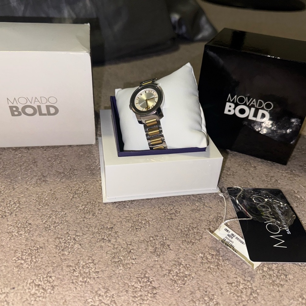 Movado Gold and Black Bold Watch